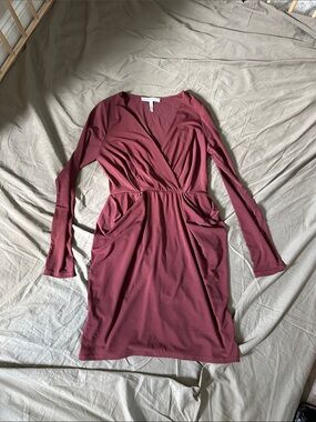 BCBGeneration Long Sleeve Wrap Dress in Burgundy